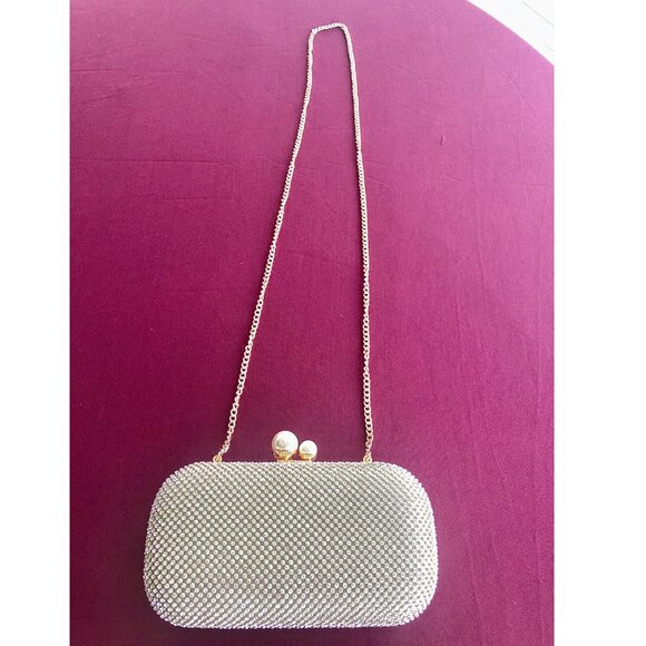 Evening Clutch Shoulder Bag Gold Purse Wedding Handbag Party Prom Bridal Gift - Picture 7 of 11